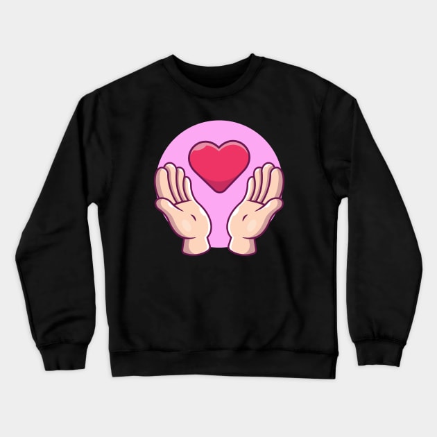 Hands catching love cartoon Crewneck Sweatshirt by Catalyst Labs